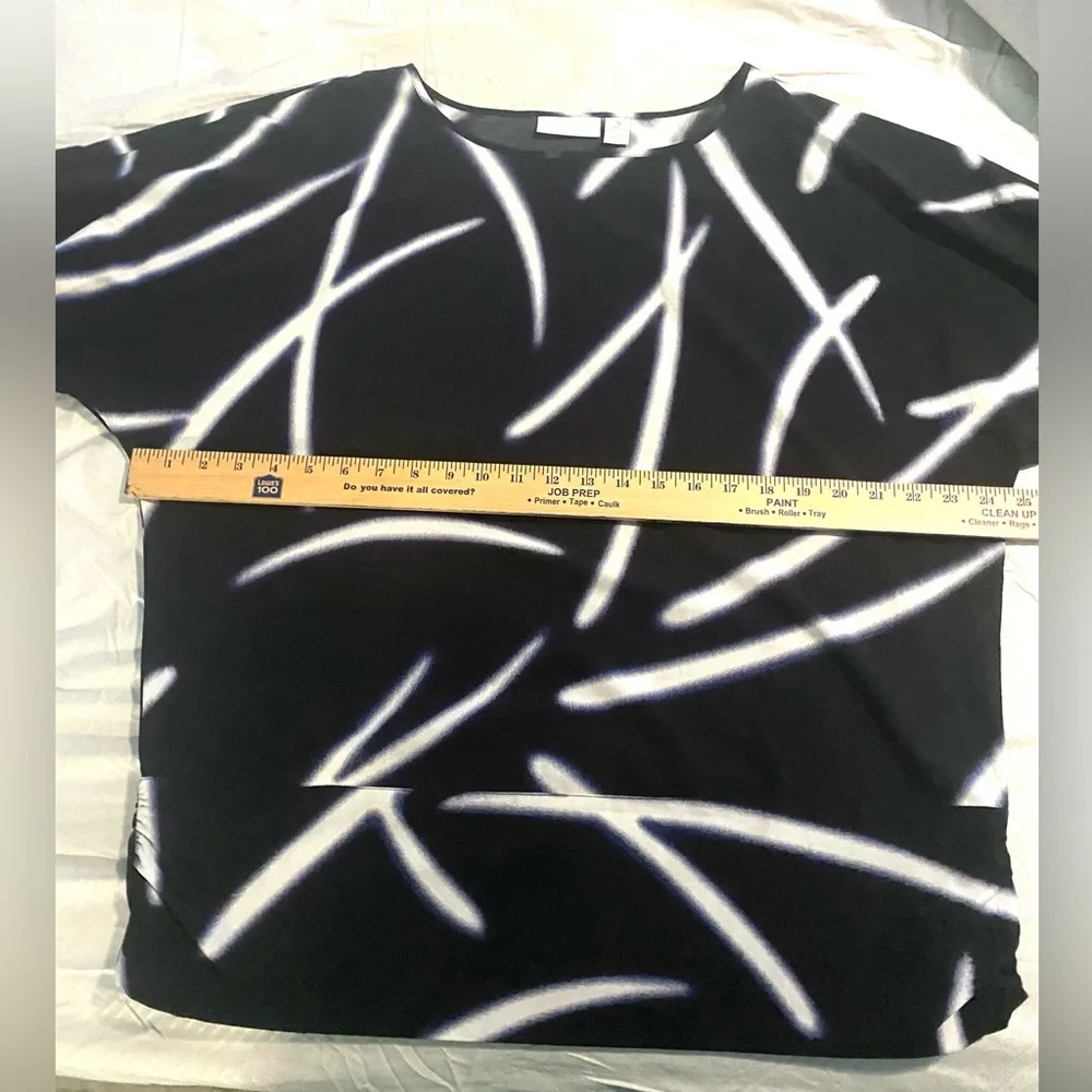 Chico’s Navy and White Women's Dolman Sleeve Top Sz 2/L - Picture 4 of 6